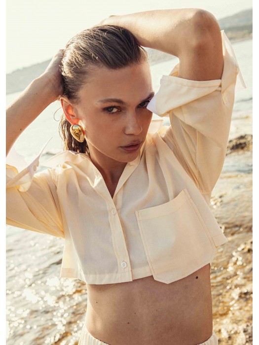 LEMON ZEST CROPPED SHIRT